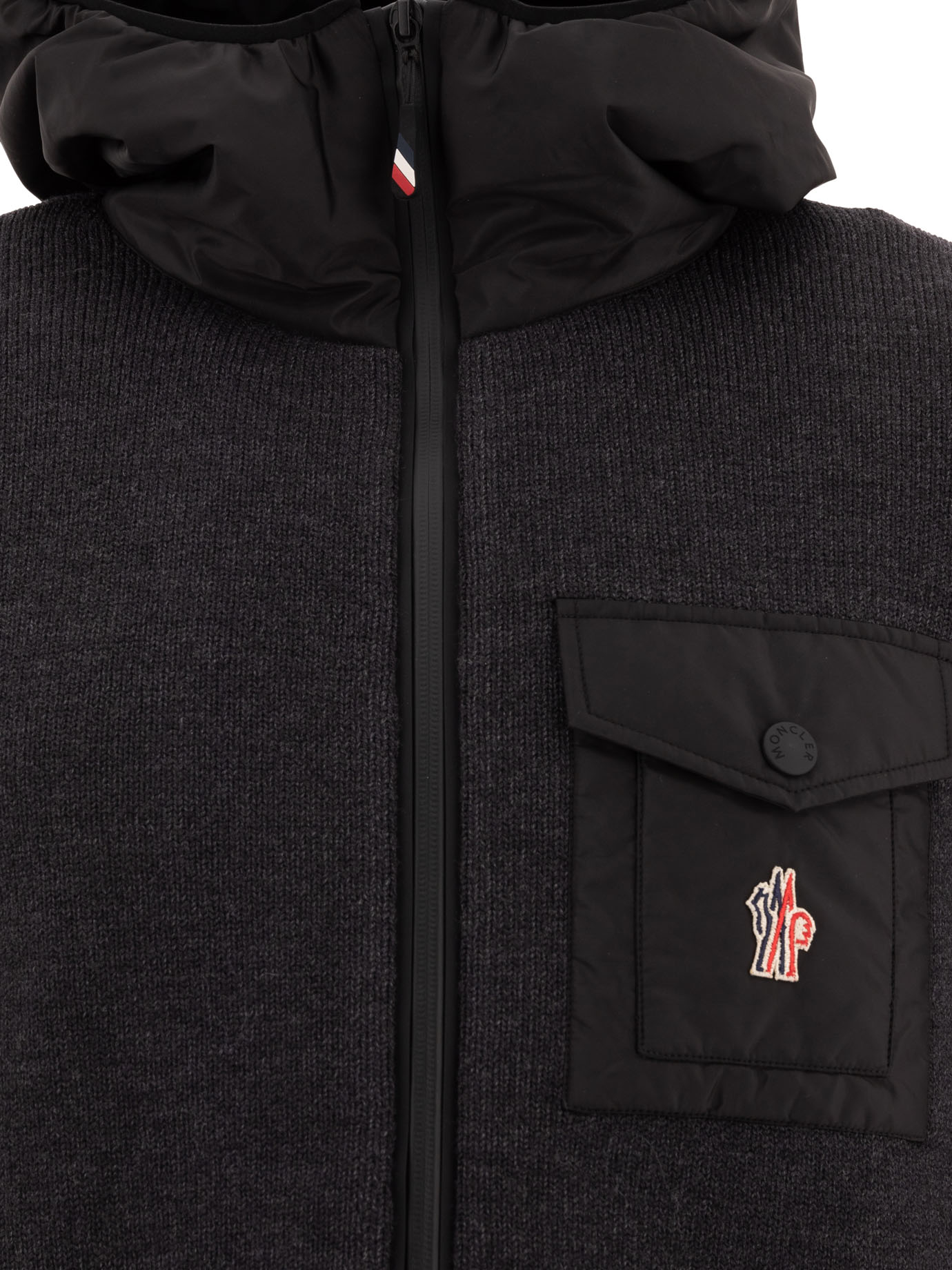 MONCLER GRENOBLE Grey Tricot down jacket